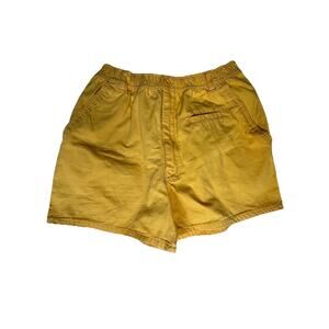 Newport Blue VTG yellow elastic waist zip & button cotton shorts Women Sz M